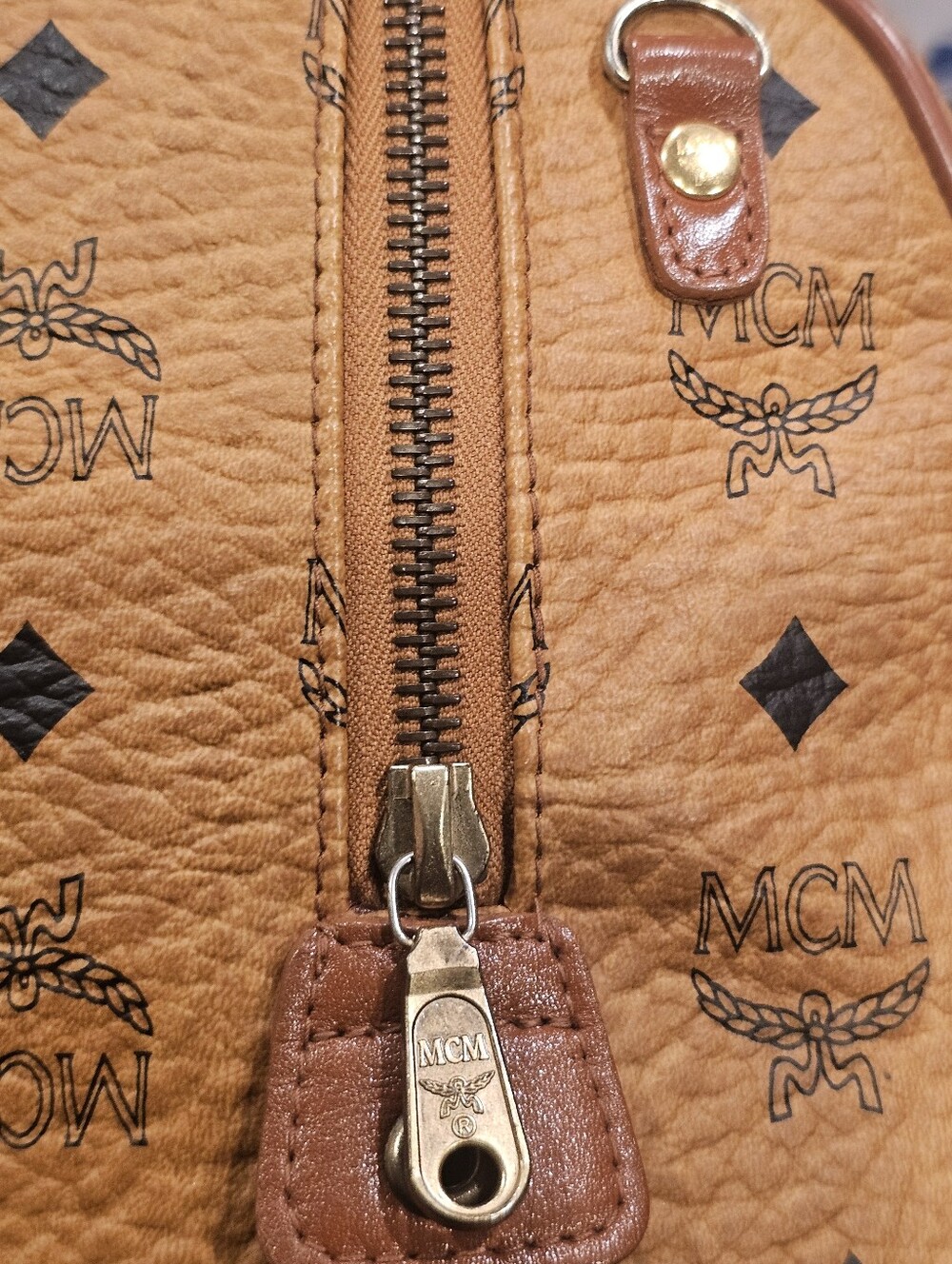 MCM Vintage Cognac Visetos Boston Bag - Picture 5 of 10